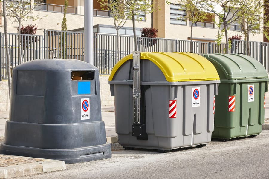 recycling paper in its container