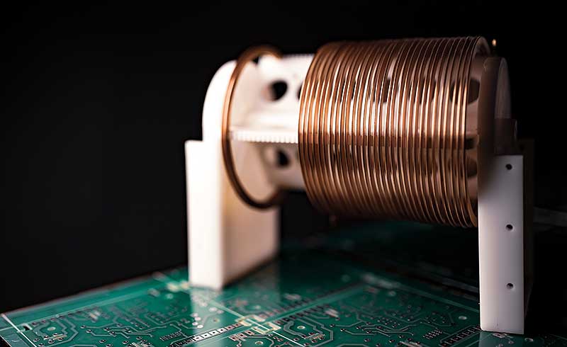 close up of a coil of copper wire